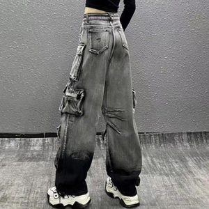 <span class=keywords><strong>Jeans</strong></span> SMO baggy da donna <span class=keywords><strong>jeans</strong></span> cargo da donna a gamba larga <span class=keywords><strong>jeans</strong></span> <span class=keywords><strong>senza</strong></span> elasticizzati - Product Image 4