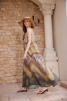 Robe longue bohème florale personnalisée en gros, impression numérique écologique, pour femme, style créateur, idéale pour les vacances à la plage