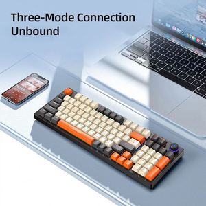 LEAVEN H96 Perilla de volumen de 3 modos Cable USB tipo C con cable Inalámbrico BT Intercambio en caliente RGB Gamer Gaming Teclado mecánico - Product Image 6