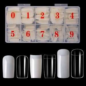 500 Pièces/Boîte Capsules d'Ongles en Acrylique Transparentes Faux Ongles Artificiels Demi-Couverture Française <span class=keywords><strong>Manucure</strong></span> Complète Faux - Product Image 1