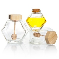 Custom 100Ml 380Ml 730Ml Honey Jars Jelly Jam Cheap Hexagon Glass Honey Jar for Honey
