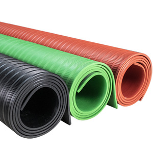Customized <b>Rubber</b> Sheets Black Green Red Striped Anti Slip Shock Absorbing Insulated <b>Floor</b> Mat For Industrial Use - Product Image 1