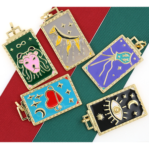 18 قيراط مطلية بالذهب روحانية مجوهرات المينا بطاقة التارو الشمس القمر نجمة قوة رمز التارو بطاقة قلادة قلادة - Product Image 2