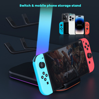 Support pour manette de jeu et casque RGB, 10 modes d'éclairage, avec 1 port de transmission de données USB et 2 ports de charge Type-C