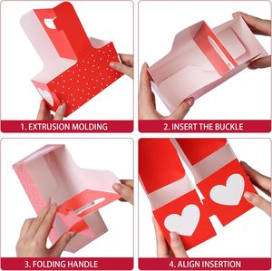 ที่ใส่แก้วน้ำแบบใช้แล้วทิ้งรูปหัวใจ 2 ใบ พร้อมหูหิ้ว สำหรับวันแม่ ที่ห่อแก้วรูปหัวใจ สำหรับของขวัญวันแม่ ของขวัญงานแต่งงาน สีแดง - Product Image 5