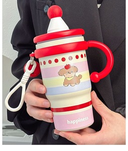 Logotipo personalizado 600ml lindas <span class=keywords><strong>tazas</strong></span> de acero inoxidable caliente y frío Thermoses 20oz vaso para niños con mango - Product Image 3
