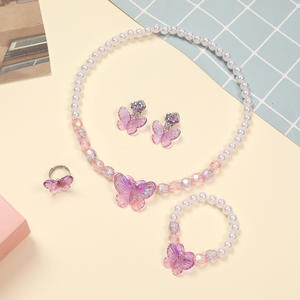 Set di orecchini di perle a farfalla simpatici cartoni animati per bambini - Product Image 6