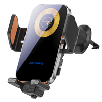 Cargador Inalámbrico Inteligente de 15W para Auto con Tipo-C, Bobina Grande, Diseño Flexible y Operación con una Sola Mano, Compatible con Carcasas