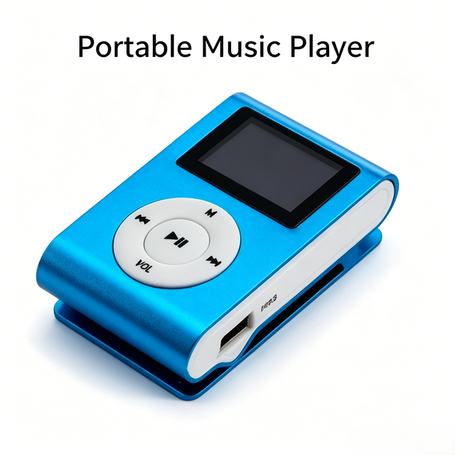 Portable MP3 Player with LCD Screen Clip Support TF Card Insertion Headphones for Students