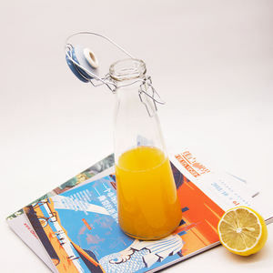 Botella de Vidrio Transparente <span class=keywords><strong>con</strong></span> Tapa para Jugo, Leche, Té, Bebidas, Botella de Vidrio <span class=keywords><strong>con</strong></span> Forma Personalizada, Logotipo Personalizado Disponible - Product Image 6