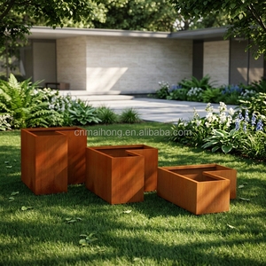 Metal Raised <strong>Corner</strong> Garden Bed Drainage Holes Trellis Steel <strong>Planter</strong> Box Decorative Privacy Screen Climbing Plants Durable - Product Image 6