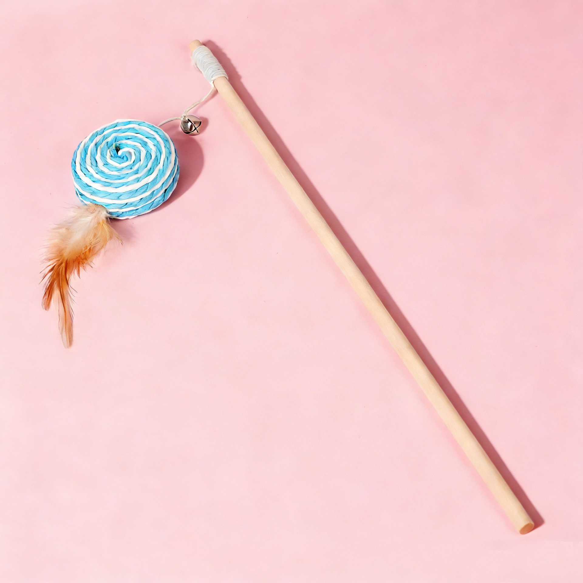 Bâton de chat en bois - Bâton de bonbons bleu clair