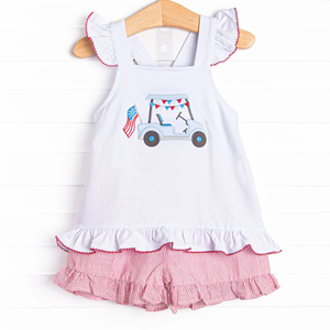 Baby Girl Dresses 4th of July Clothes for Girls Seersucker Custom logo Matching <strong>Family</strong> <strong>Outfits</strong> Kids Boys Clothing Sets - Product Image 4