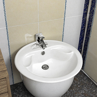 Lavabos de salle de bain ovales en céramique classique moderne au-dessus du comptoir comme réservoirs de toilette
