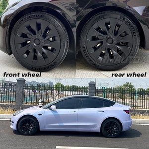 ฝาครอบล้อ 4 ชิ้น สำหรับ Tesla Model 3 ขนาด 18 นิ้ว ฝาครอบดุมล้อแบบเต็มวง อะไหล่ทดแทนสำหรับรุ่นปี 2017-2022 สีดำด้าน - Product Image 3