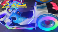 Véhicule de divertissement futuriste ACS blanc et bleu pour moto, équipement commercial d'arcade intérieur lumineux, certifié CE