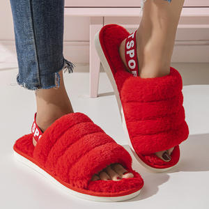 Women's Shoes Female Fur Winter Slippers Fashion Elastic Strap Thick Bottom Fluffy <b>Slides</b> Slipper - Product Image 5