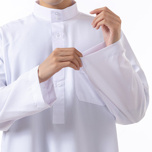 Thobe Tradizionale da Uomo, Abbigliamento Islamico, Veste Araba Jubba con Colletto Alto, Maniche Lunghe, Tessuto Setoso, Vendita all'Ingrosso - Product Image 6