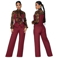 Ensemble tailleur femme 2026 : Blazer et pantalon deux pièces chic, motif guépard uni, idéal pour le bureau ou tenue décontractée