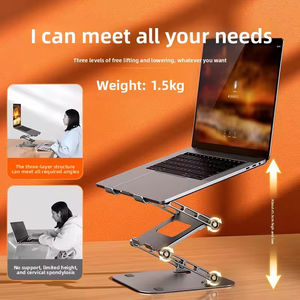 Heightening Heat Dissipation Carbon Steel Three Layer Laptop <b>Tablet</b> <b>Stand</b> Adjustable Foldable Portable Holder - Product Image 2