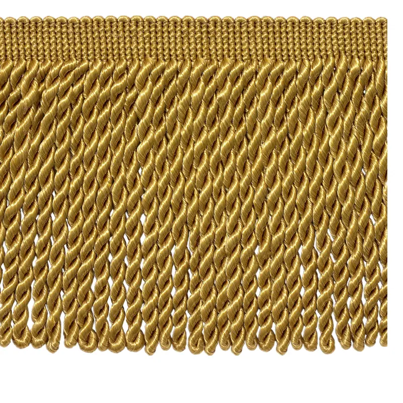 2023 Fabrik direkt heißer Verkauf hochwertige dekorative 8cm Goldbarren Quaste Polyester Fransen