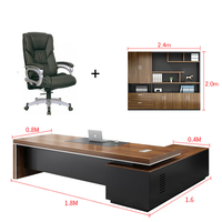 Table de direction moderne de luxe léger pour entreprise, ensemble bureau et chaise de patron au design simple et élégant avec armoire latérale et bibliothèque