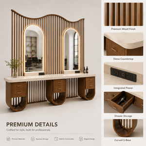 Aménagement professionnel de salons de coiffure et mobilier sur mesure, cloisons incurvées, postes de coiffure à LED, solution clé en main pour l'aménagement intérieur - Product Image 4