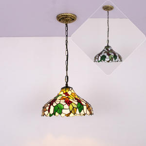 โคมไฟระย้าทรงร่มสไตล์นีโอคลาสสิก ลายกระจกสีแบบนามธรรม ดีไซน์หรูหราเรียบง่าย รูปทรงองุ่น สำหรับโคมไฟห้อยเพดานในร้านกาแฟ - Product Image 4