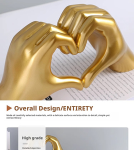 Decoración Dorada, Estatua de Mano en Forma de Corazón, Decoración para Sala de Estar y Dormitorio, Escultura Moderna de Mano con Dedos Entrelazados, Adorno para Estante o Escritorio - Product Image 6