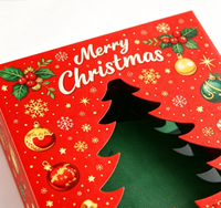 Boîte pliable décorative imprimée pour Noël avec fenêtre transparente découpée pour biscuits et chocolats de fêtes