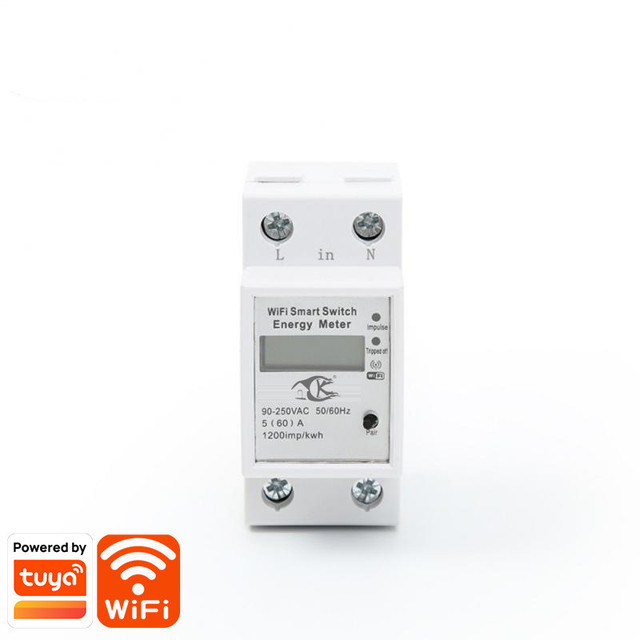 Tuya Smart Din Rail  63A Wifi Power Meter Single Phase Digital KWH Watt Meter Smart Wifi Prepaid Electric Energy Meter Switch