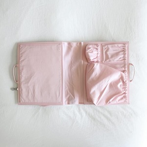 Tas Organizer tas popok Tote bayi portabel Logo kustom dengan 11 saku merah muda nilon ibu tas tangan dompet sisip