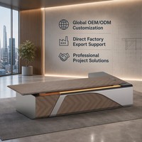 Escritorio Ejecutivo Moderno con Carga Inalámbrica Inteligente, Textura 3D, Mesa de Lujo para Jefes, Muebles con Pintura Taiho de Grado E1