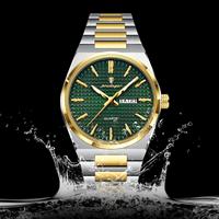 POEDAGAR 874 Hombres Fecha Semana Calendario 30M Resistente al agua Banda de acero inoxidable Relojes de cuarzo originales Manos luminosas Reloj