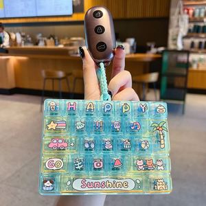 HECION Sea Life Push Pop Keychain 26 Button Fidget Toy Sensory Keyboard Bag Charm Car Key Holder Backpack Pendant Novelty Gift - Product Image 1