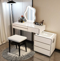 Nouvelle coiffeuse en bois massif et table de maquillage avec tiroirs intelligents intégrés - Meuble de chambre moderne et épuré