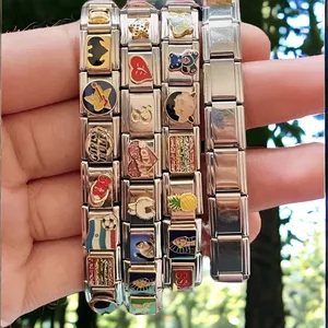 Pulseira italiana Y2K com pingente personalizado, pulseira de relógio místico vintage, módulo DIY para presente, modalidade italiana dos anos 90s