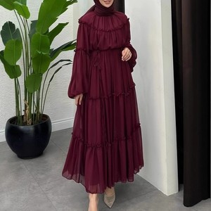 Casual alla moda medio-orientale dolce con pizzo lungo lungo e traspirante in poliestere abiti lunghi fatti a mano - Product Image 3