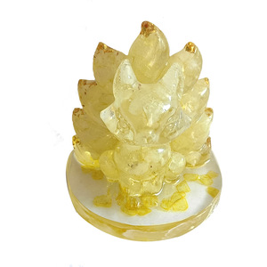 Figura de zorro de cuarzo rosa amarillo, tallado redondo, pieza de colección para decoración del hogar - Product Image 5