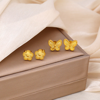 Joyería de temperamento para mujer, pendientes de mariposa versátiles, joyería de acero inoxidable, pendientes de trébol de cinco hojas de la suerte para mujer