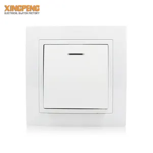 CE RoHS Eu type wall plate switch PC 220V~250VAC one gang one way wall switch with indicator light