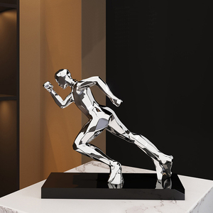 Sculpture moderne de l'<span class=keywords><strong>homme</strong></span> qui court, artisanat en résine électro-plaquée, ornements pour la décoration de la maison, salon, bureau, cadeaux de décoration - Product Image 1