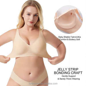 Suministro Directo de Fábrica - Sujetador sin Costuras para Mujer, Talla Grande, sin Forro, Tejido Transpirable, Antideslizante, Copa Completa, con Efecto Push-Up - Product Image 3
