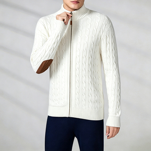 Knitwear Manufacturer Custom OEM ODM Winter <b>Cable</b> <b>Knitted</b> Top Men's Full Sleeve <b>Sweaters</b> Cardigan With Zippers - Product Image 3