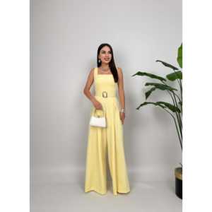 Elegante Mono de Satén de Pierna Ancha para Mujer con Cinturón para Eventos y Fiestas, Azul Marino - Product Image 2