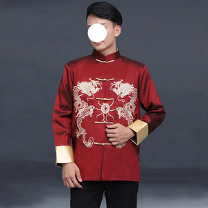 ชุดสูทผู้ชายสไตล์ถัง สำหรับฤดูใบไม้ผลิและฤดูใบไม้ร่วง เสื้อคลุมแขนยาว ลายปักมังกรแบบดั้งเดิมสไตล์จีนโบราณ - Product Image 3