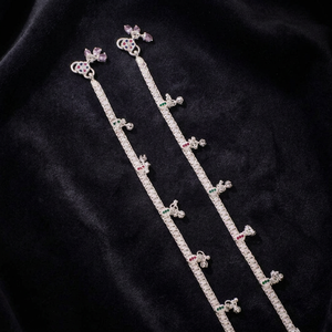 Chevillères tendance pour femmes en argent, motif Payal, avec serti circulaire, d'origine indienne - Product Image 3