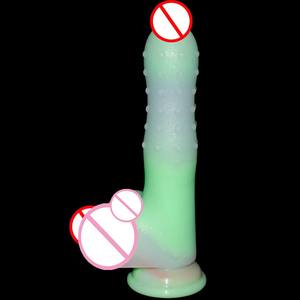 Neue realistische Masturbation Silikon Gelee weibliche Dildo Kondom geformte leuchtende Sexspielzeug - Product Image 3
