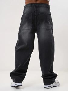 Unisex High Rise Wide Leg Baggy Denim Jeans Black Vintage Style - Product Image 6