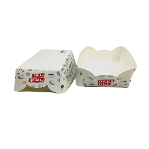 Biodegradable customize disposable food grade sushi snack boat shaped tray paper tray